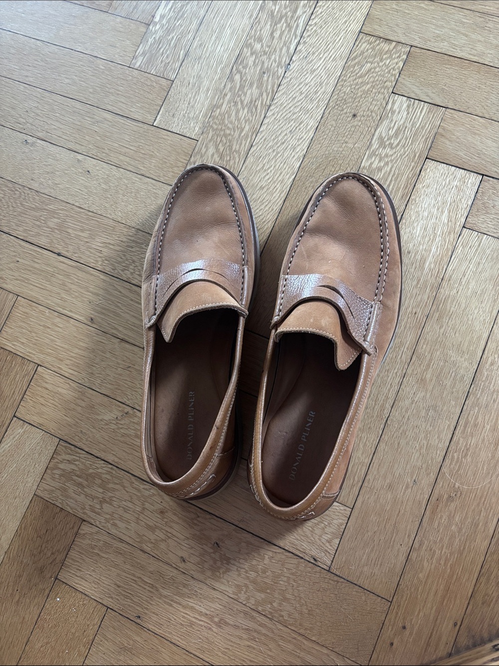 Donald J. Pliner Men’s Tan Suede Leather Slip-On Loafers